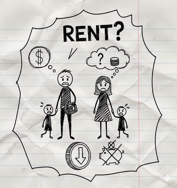 A drawing of a family and a person with a child