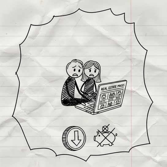 A drawing of two people sitting at a computer